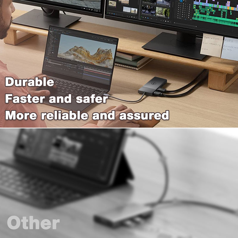 Dell Performance Universal Dock D6000, Docking Station D6000 with USB-C/USB-A PowerShare Options, Connect Upto Three 4K Displays + HDMI Cable + DisplayPort Cables