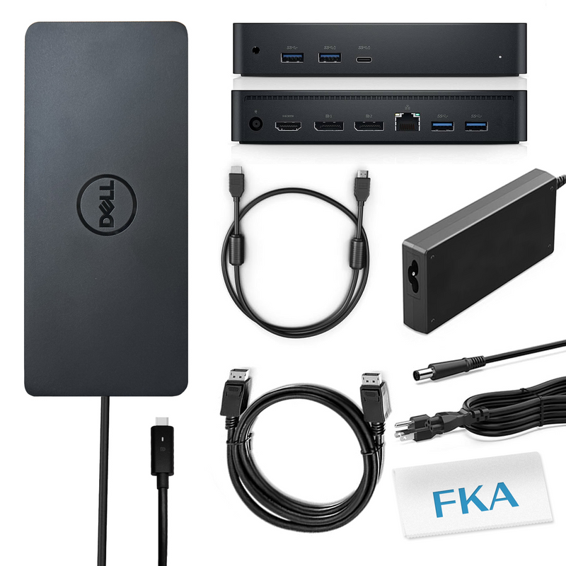 Dell Performance Universal Dock D6000, Docking Station D6000 with USB-C/USB-A PowerShare Options, Connect Upto Three 4K Displays + HDMI Cable + DisplayPort Cables