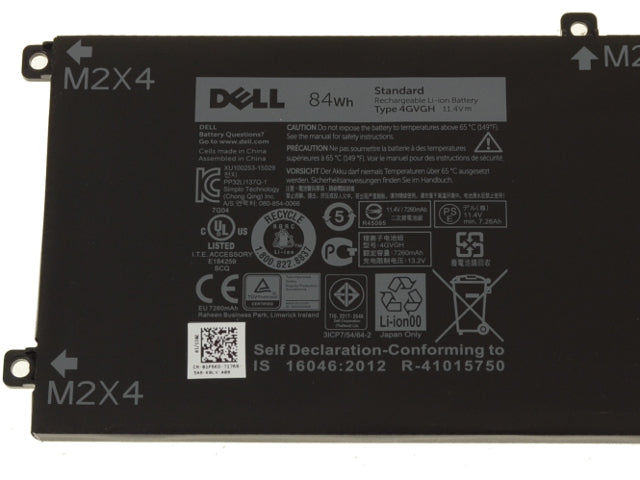 New Dell OEM Original XPS 15 (9550) / Precision 15 (5510) 6-Cell 84Wh Extended Battery - 4GVGH-FKA