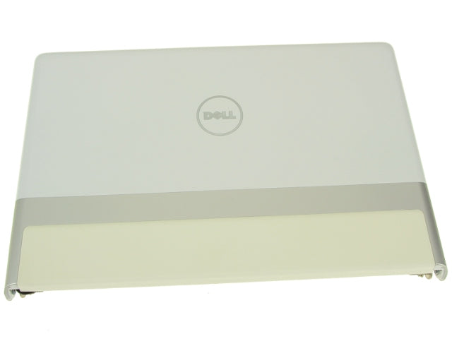 WHITE - Dell OEM Studio XPS 1640 1645 1647 LCD Back Cover Lid Top with Hinges - White Leather Trim- 8C1W3-FKA